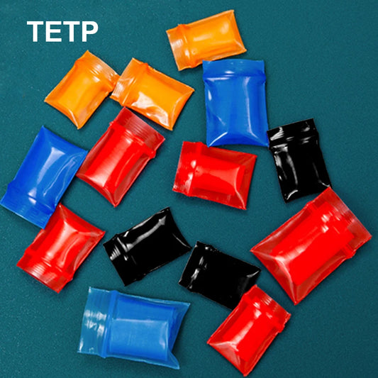 TETP 100 Stück rot/schwarz/blau/orange verdickte Druckverschlussbeutel, Knopf, Münzen, kleine Schmuck-Einzelhandelszubehör, Aufbewahrungsverpackung, Plastiktüte